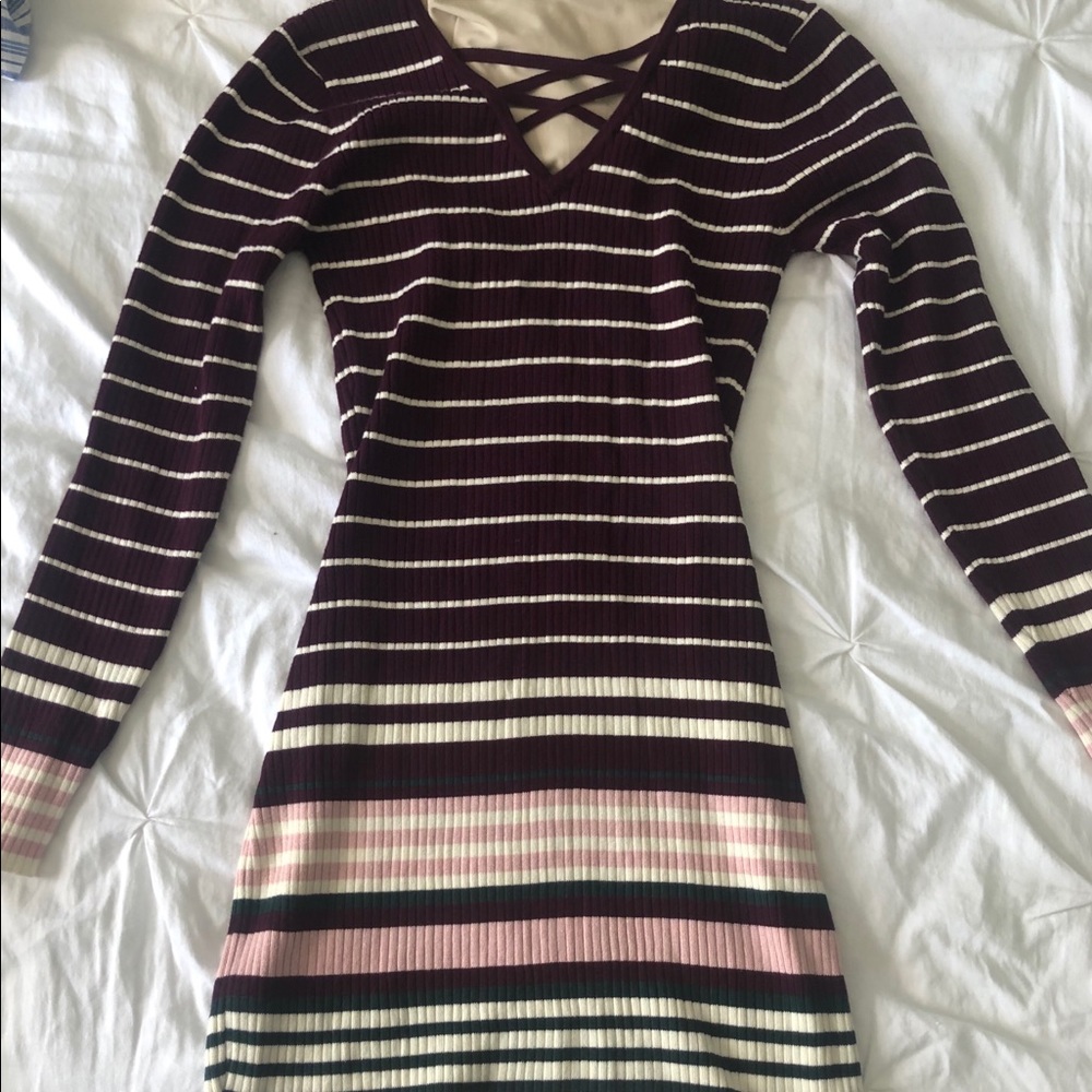 Sweater dress with cut out neckline